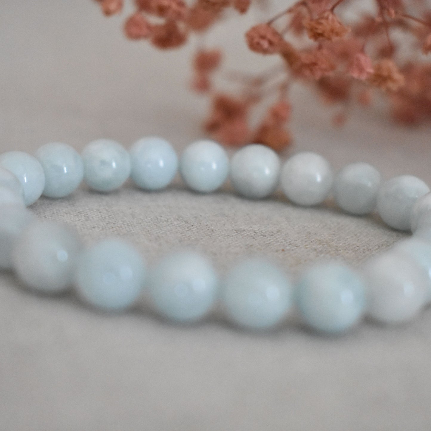 Bracelet aigue-marine 8 mm · Douceur et clarté intérieure