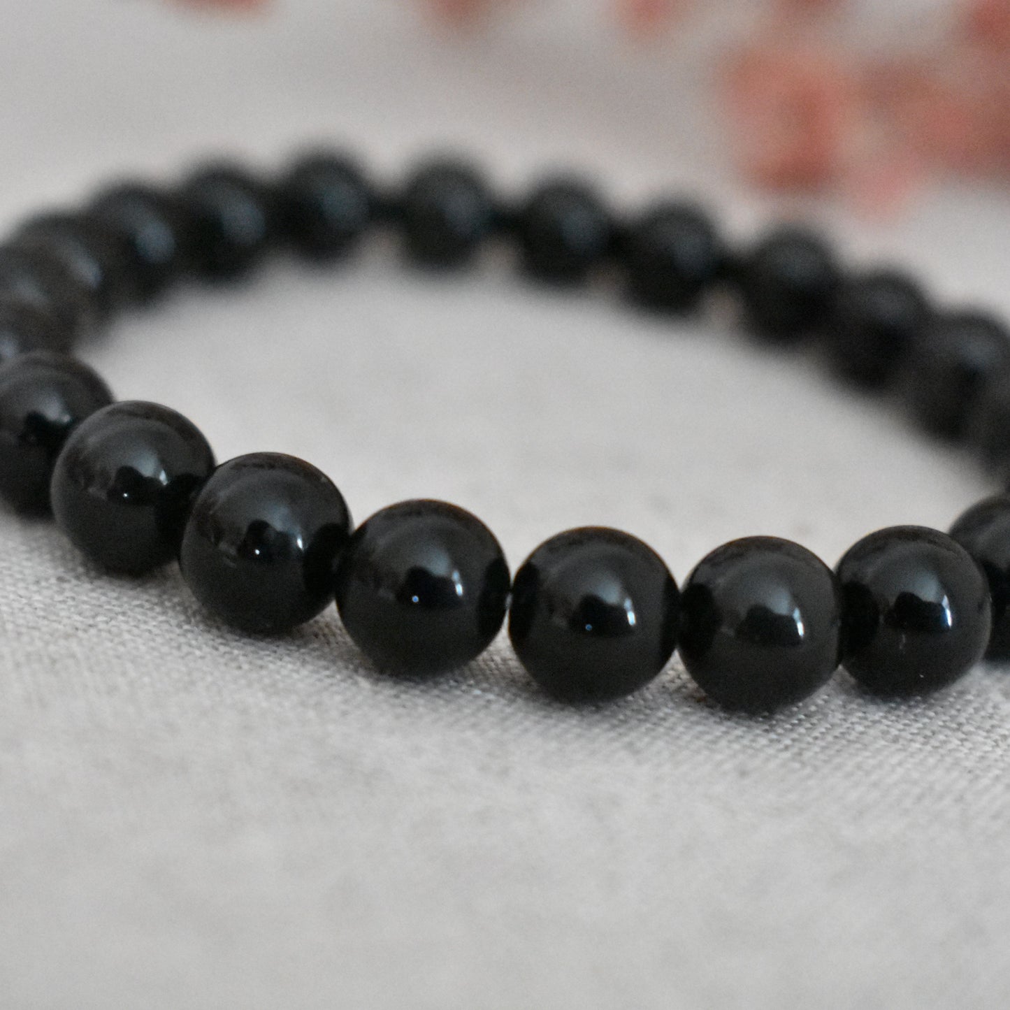 Bracelet obsidienne noire 8 mm · Protection et ancrage