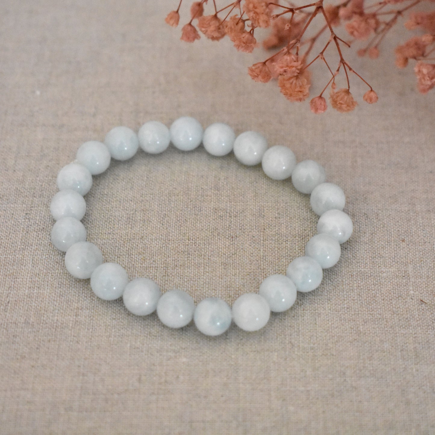 Bracelet aigue-marine 8 mm · Douceur et clarté intérieure