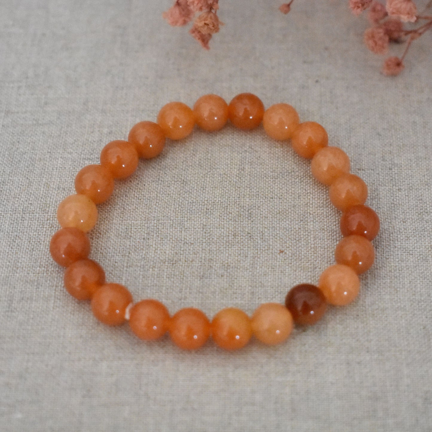 Bracelet aventurine orange 8 mm · Joie et élan vital