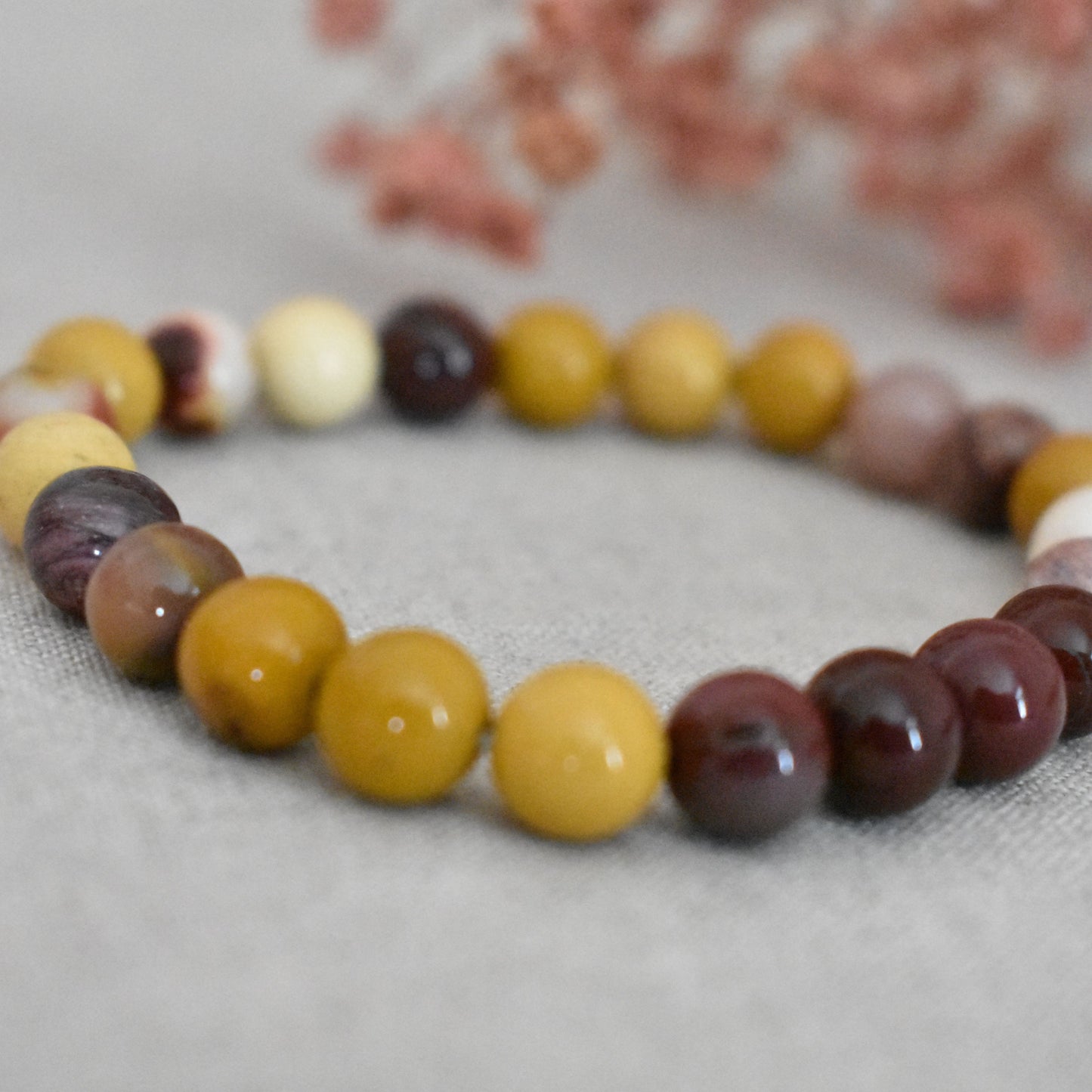 Bracelet jaspe mokaïte 8 mm · Vitalité et ancrage joyeux