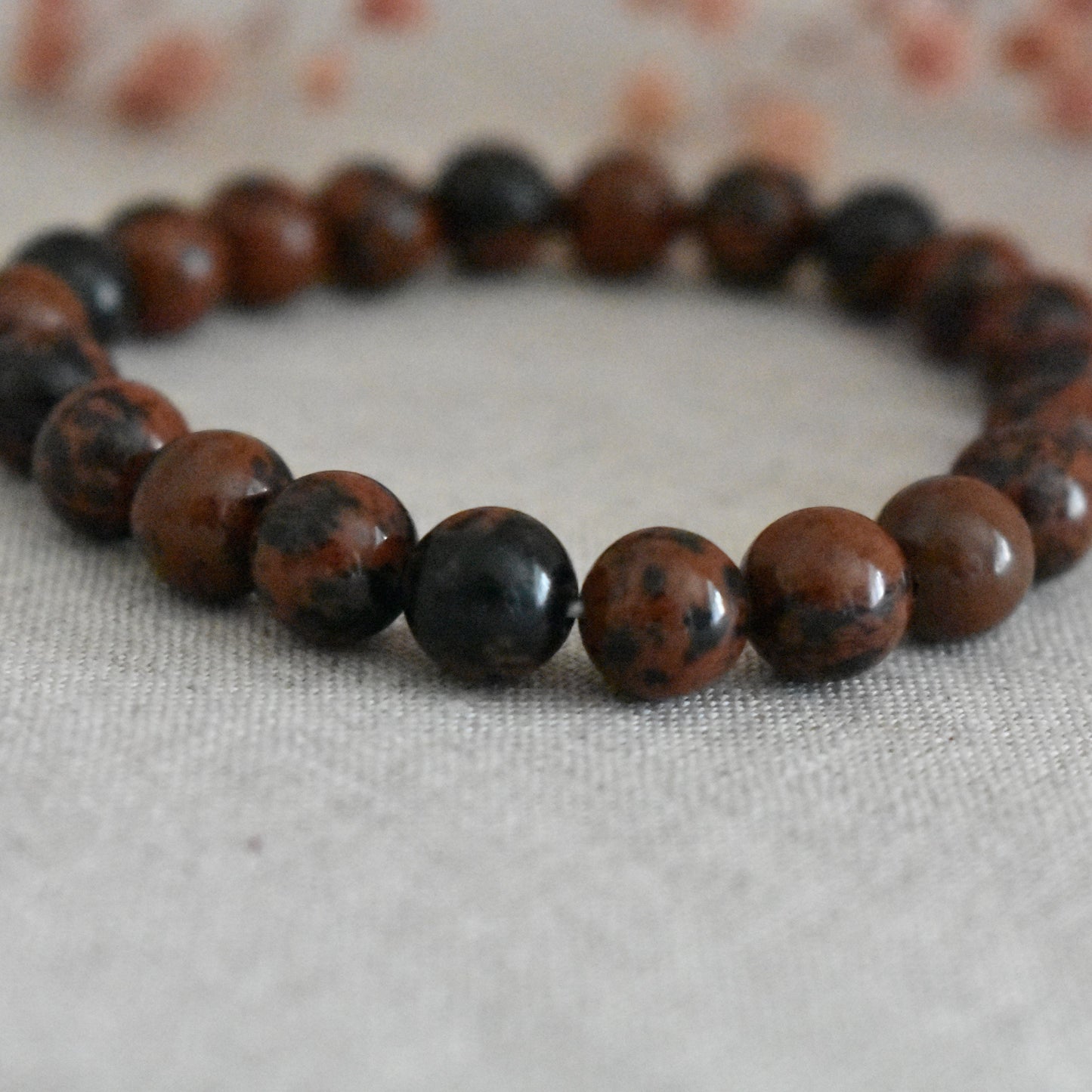 Bracelet obsidienne Mahogany 8 mm · Ancrage et protection douce