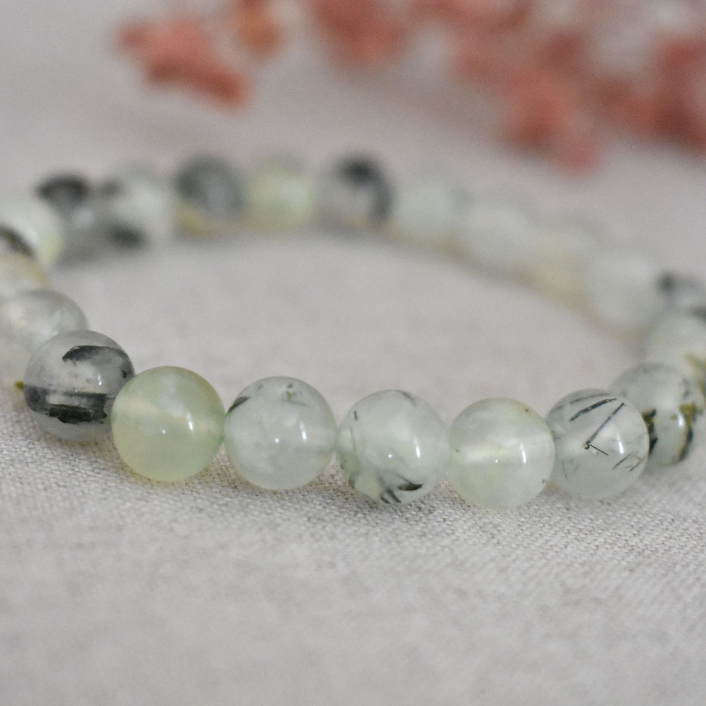 Bracelet préhnite 8 mm · Apaisement et harmonie du cœur