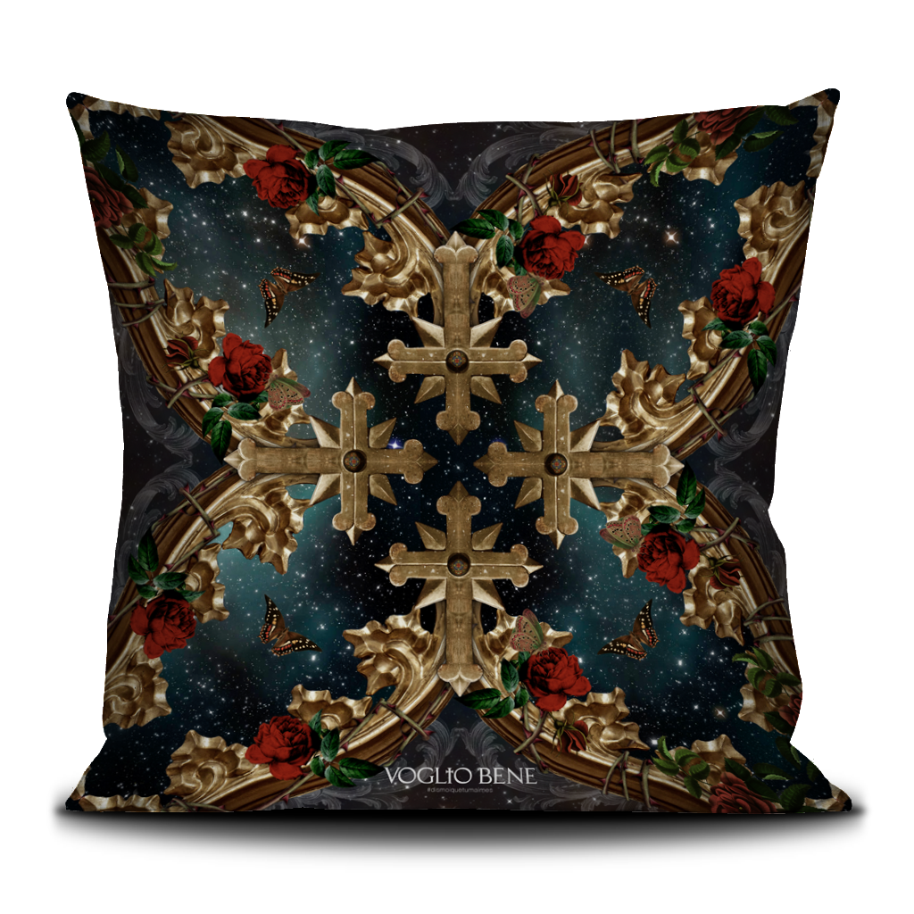 Housse de coussin velours imprimé 50x50 Francesca et Paolo