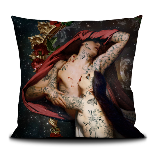 Housse de coussin velours imprimé 50x50 Francesca et Paolo