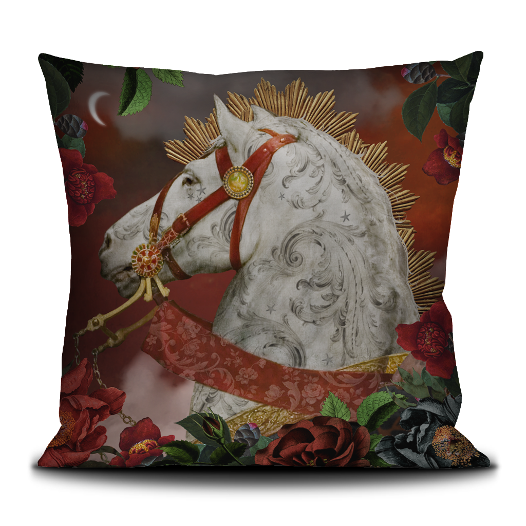 Housse de coussin velours imprimé 50x50 Lady Godiva