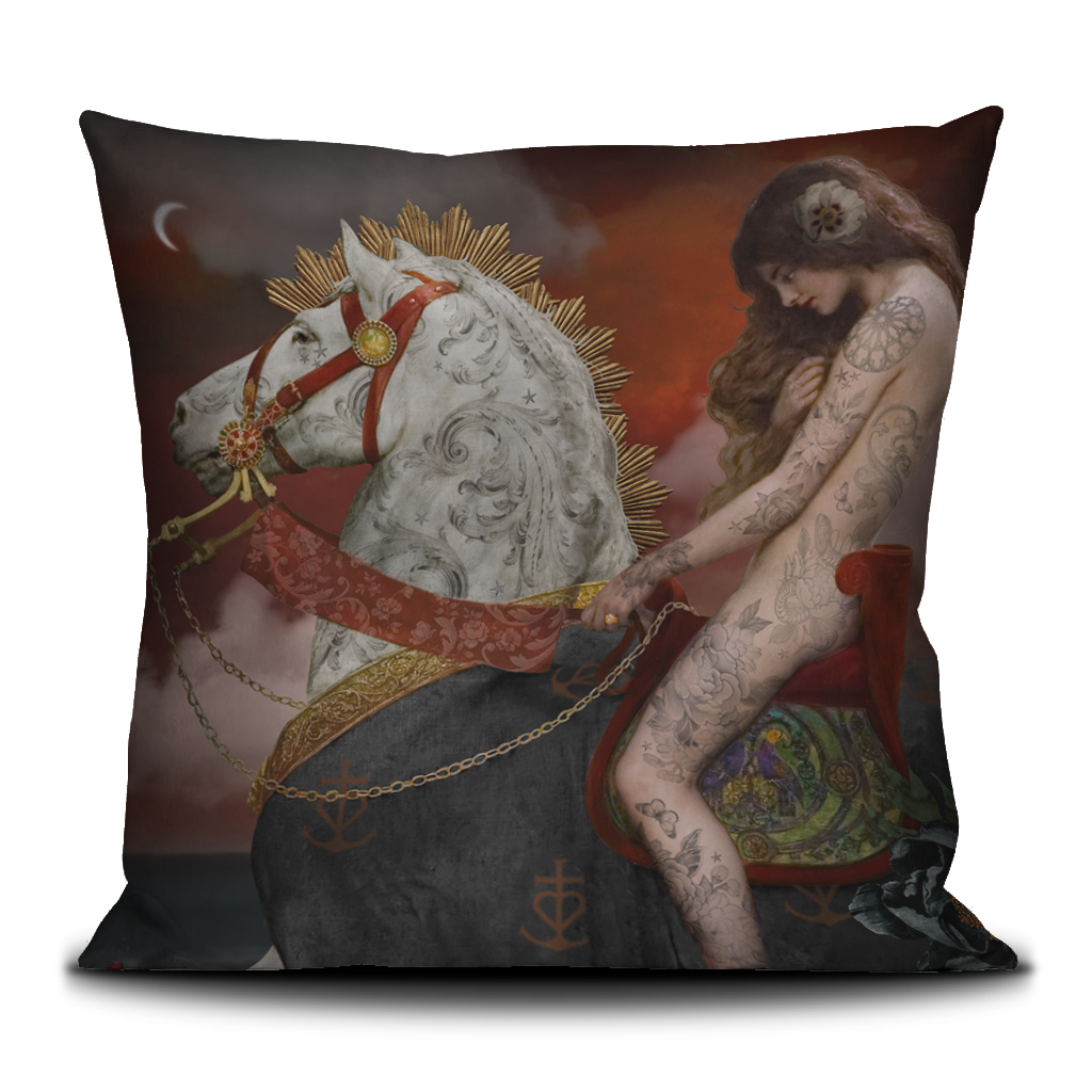 Housse de coussin velours imprimé 50x50 Lady Godiva