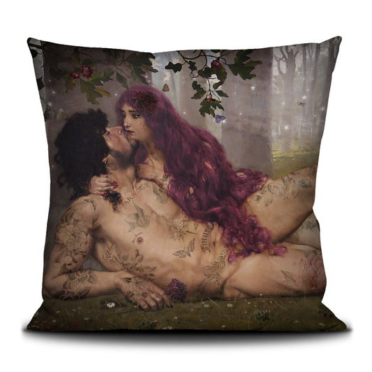 Housse de coussin velours imprimé 50x50 Le Baiser