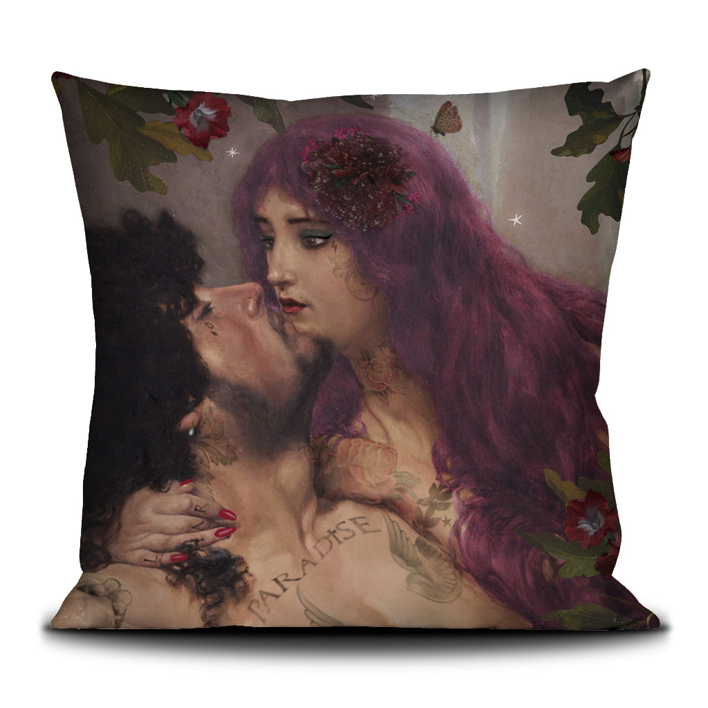 Housse de coussin velours imprimé 50x50 Le Baiser