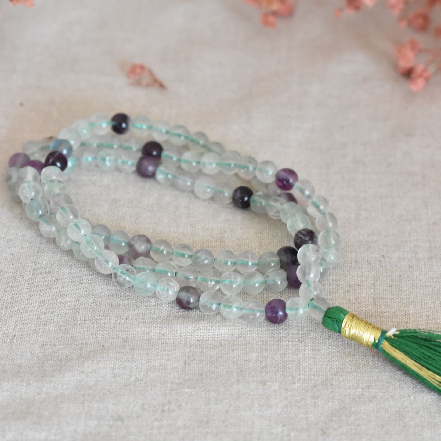 Mala fluorite 108 perles – Clarté mentale et harmonie