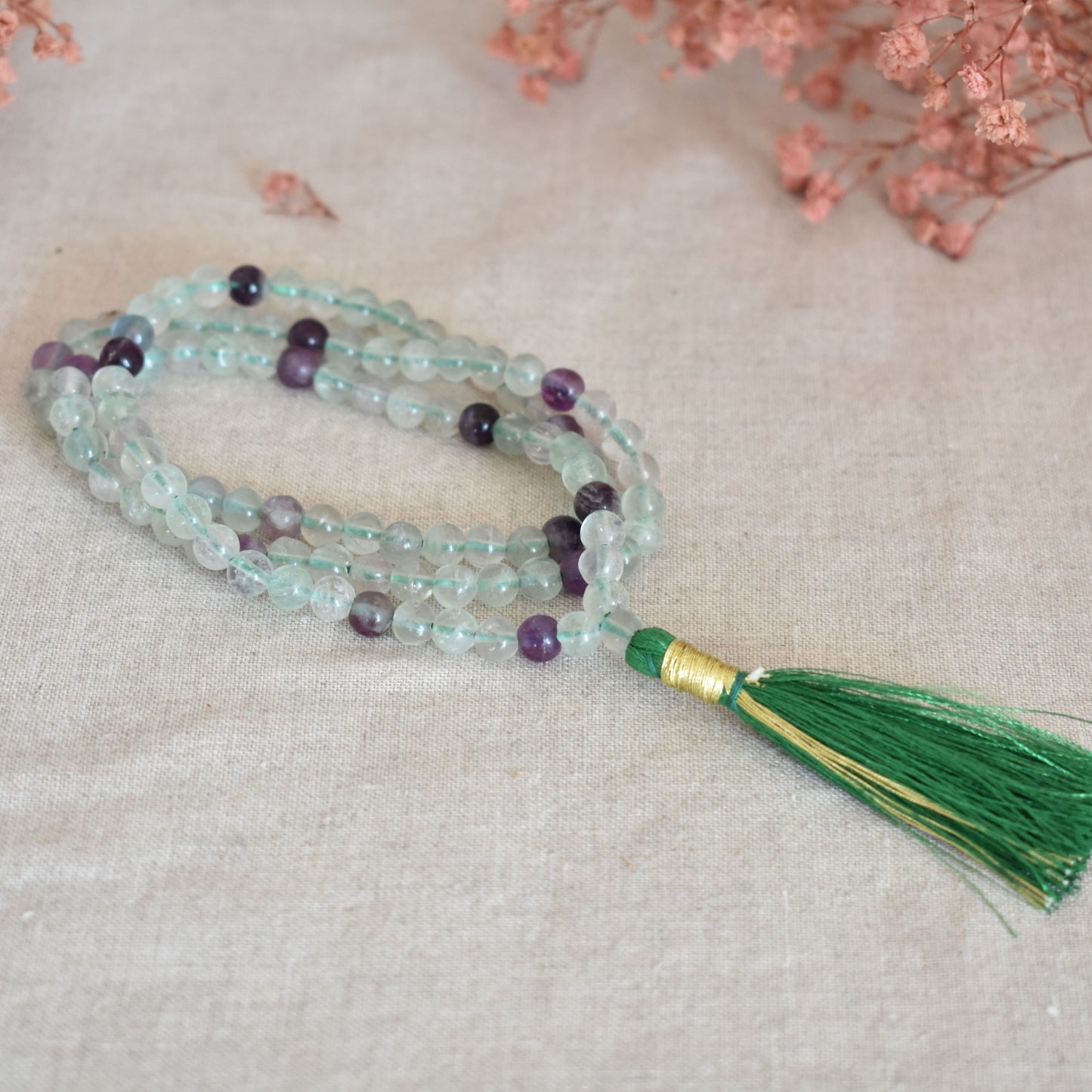 Mala fluorite 108 perles – Clarté mentale et harmonie