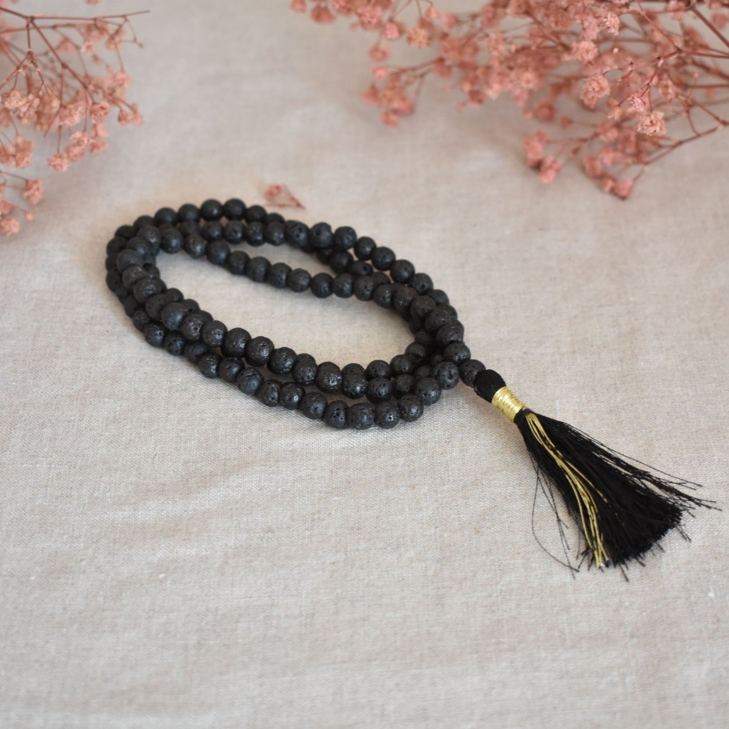 Mala pierre de lave 108 perles – Ancrage et stabilité