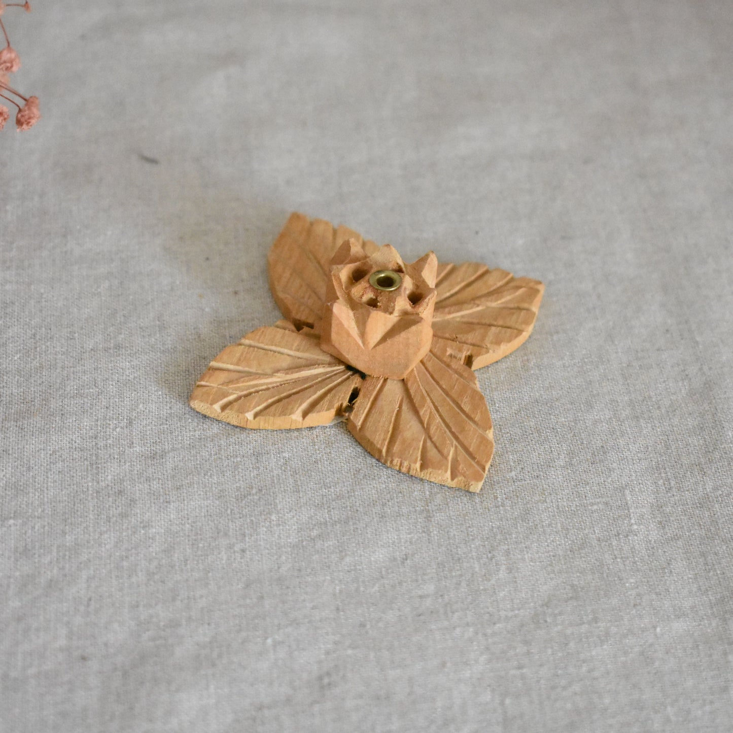 Porte-encens en bois Fleur